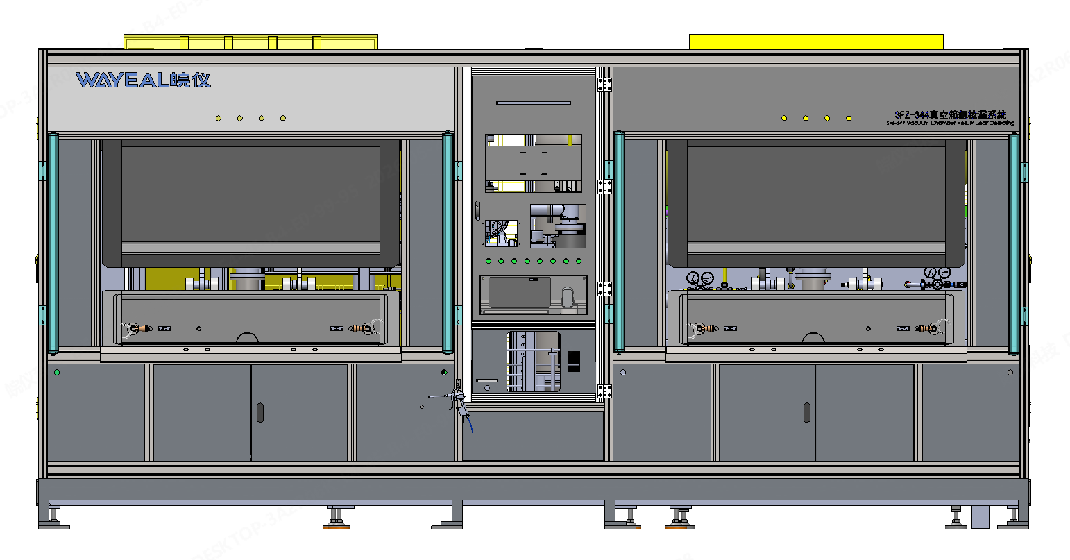 SFZ-344 bellows helium leak detection system shared front view